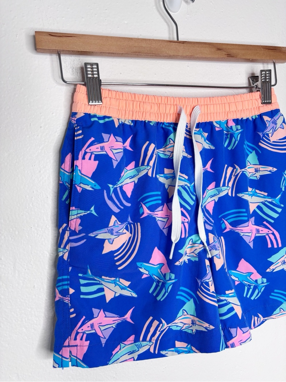 Chubbies Shark Print Pull On Swim Trunks Size Small 8/9 EUC - Picture 2 of 8